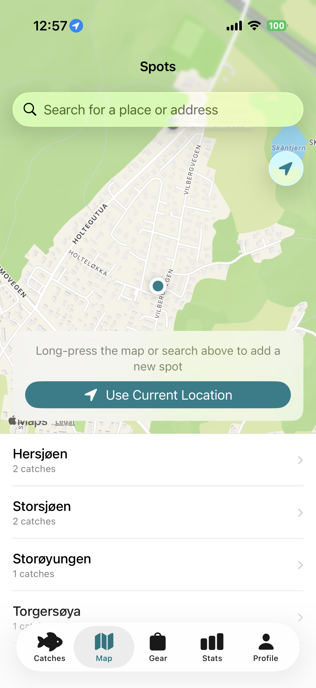 Catchbook map and spots